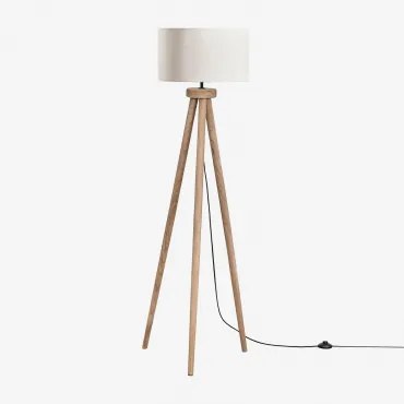 Simona Mangohouten Vloerlamp Mangohout & Linnen Beige Tapioca Ø40 Cm - ↑25 Cm Azoia - Sklum