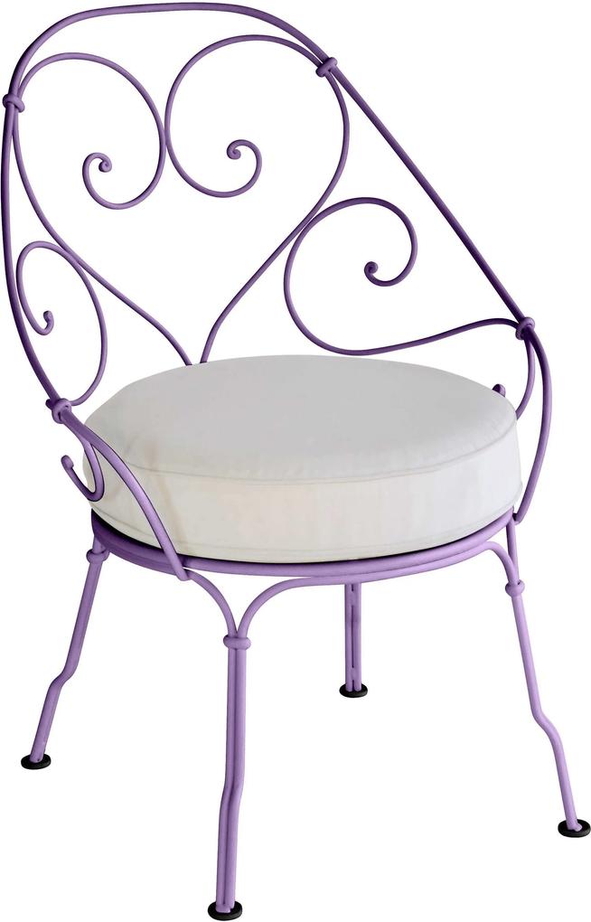 Fermob 1900 fauteuil met off-white zitkussen Aubergine
