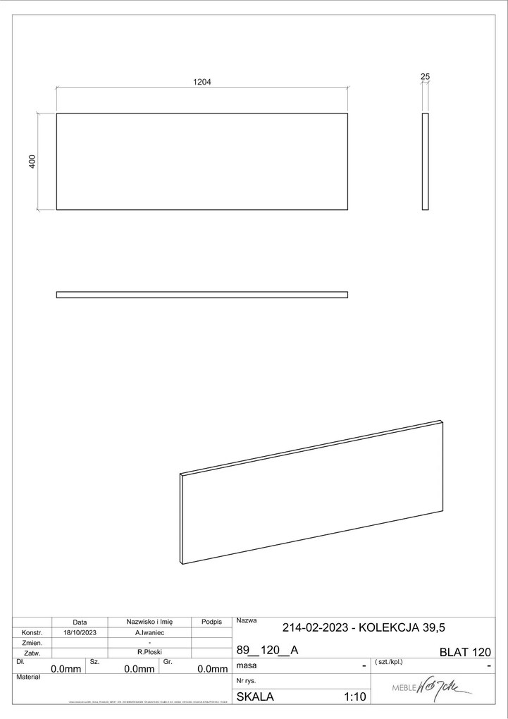 Comad Nova Oak wastafel toppaneel 120cm eiken