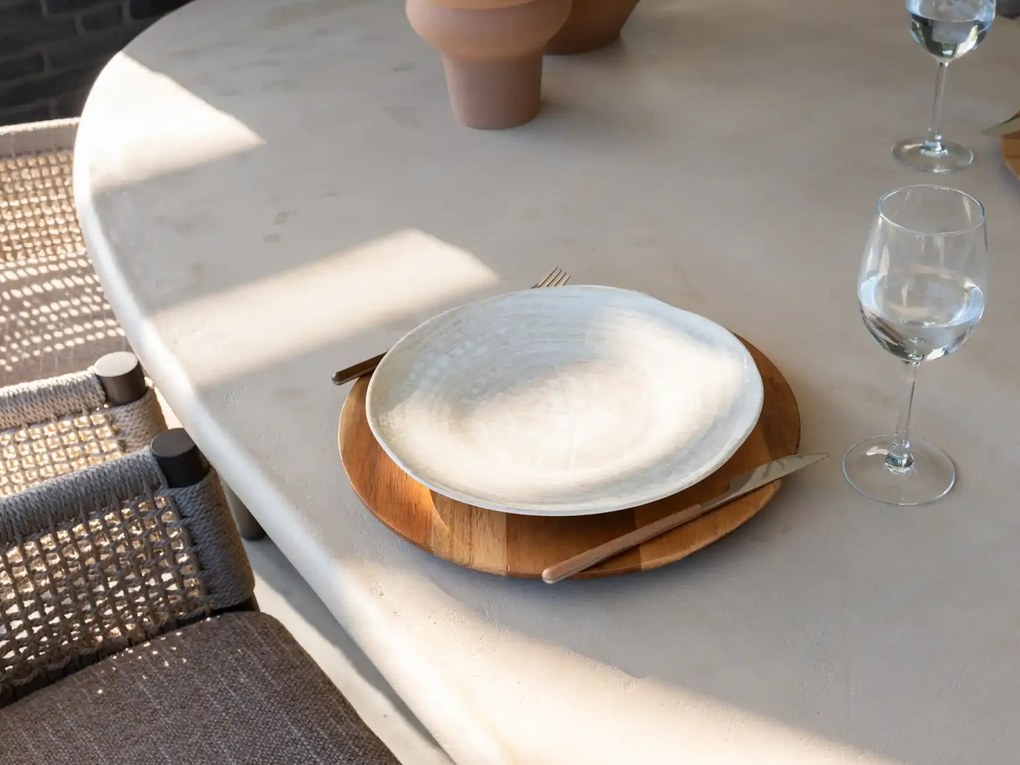 4 Seasons Outdoor Hampton mortex low dining tuintafel met rond blad Ø 160 cm SALE Tuintafel beige weerbestendig