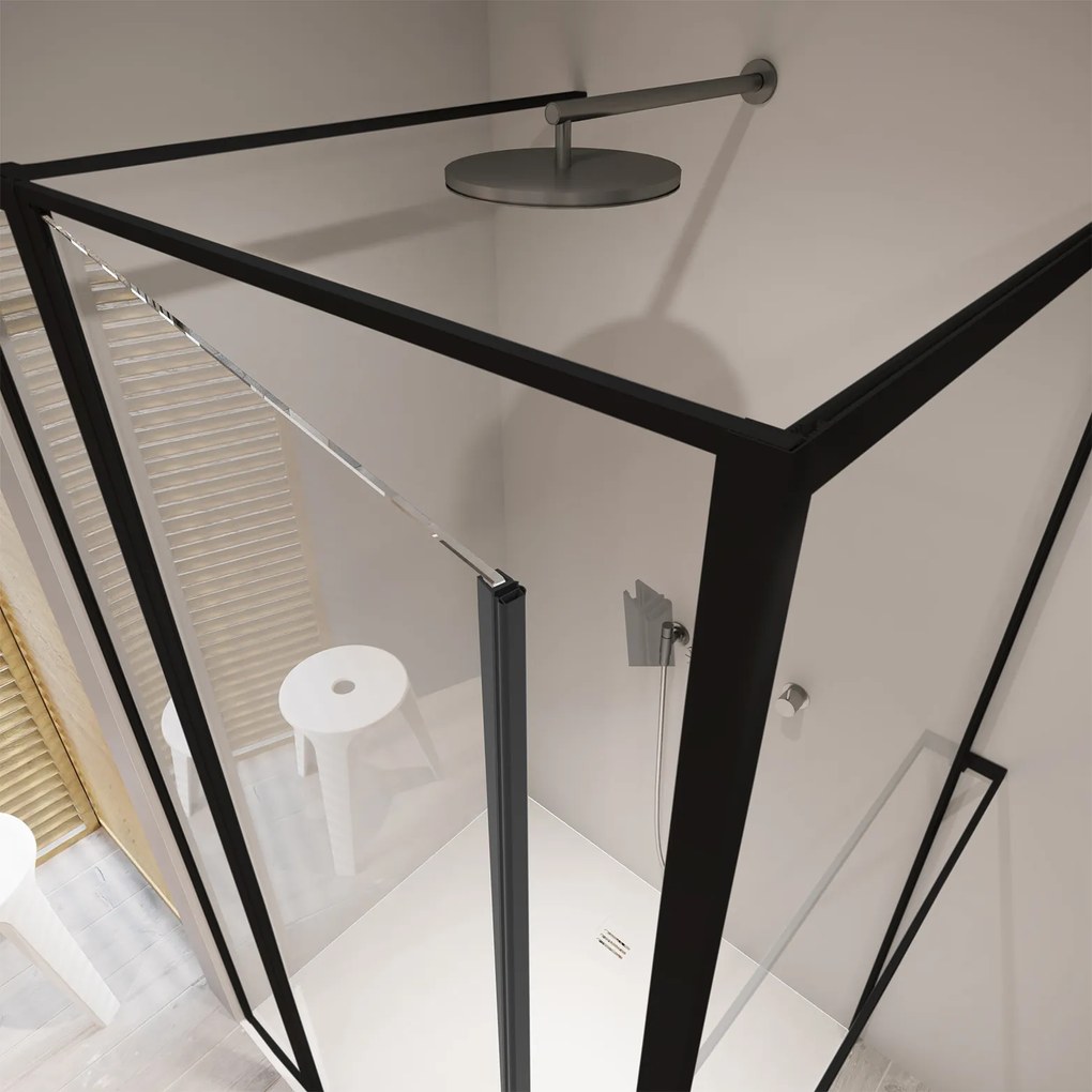 Riho Lucid GD203 douchecabine 100x80cm met 40cm zijwand zwart mat