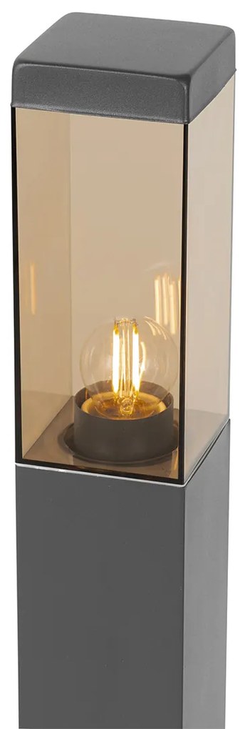 Buitenlamp donkergrijs met smoke glas met grondpin en kabelmof 80cm IP44 - Malios
