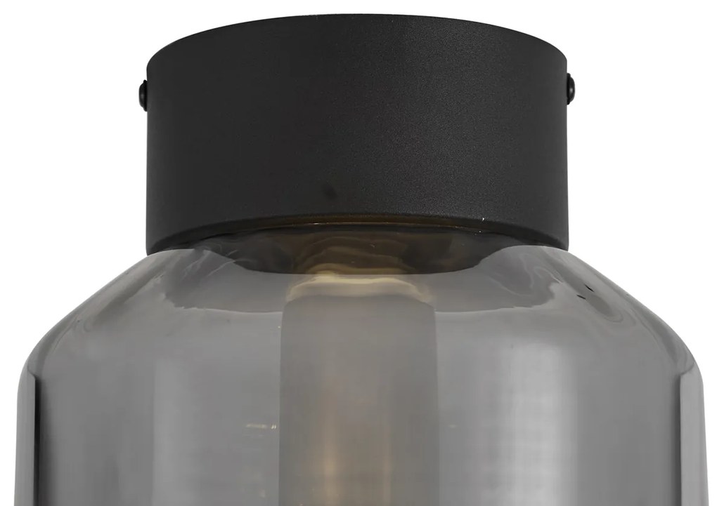 Moderne plafondlamp zwart met smoke glas - Stiklo Modern E27 rond Binnenverlichting Lamp