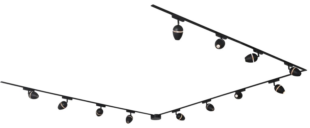 Modern railsysteem met 12 spots zwart 1-fase - Magnetic Eggy