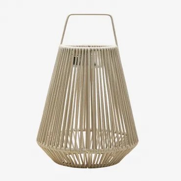 Draadloze Led-zonne-tafellamp Voor Buiten Van Ijzer En Gevlochten Touw Liberian ↑45 Cm & Tapioca Beige - Sklum
