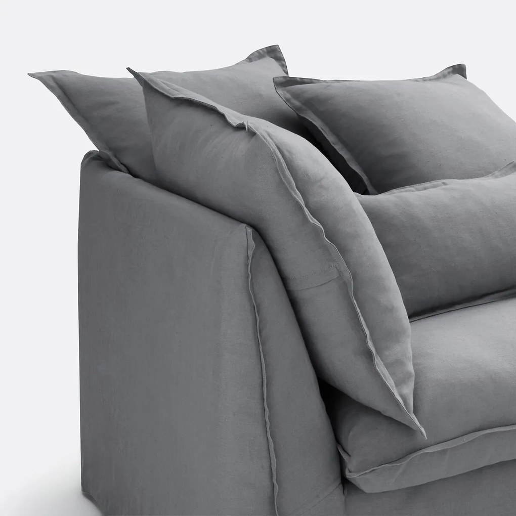 Longchair, afneembare hoezen, in gekreukt linnen, Odna