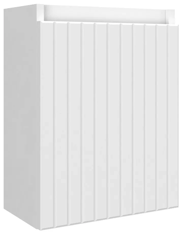 Fontana Bano toiletmeubel ribbelfront mat wit 40x22cm met glans witte waskom