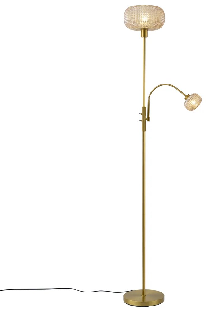 Design vloerlamp messing met amber glas 2-lichts - Brianna