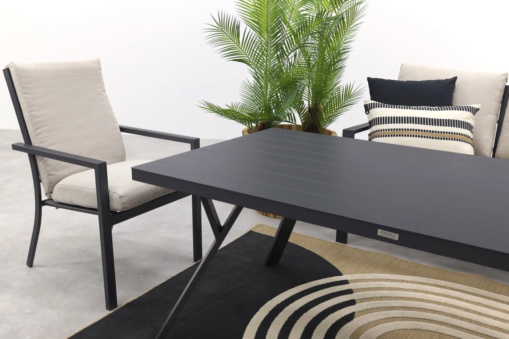 Sergio lounge dining set met stoel - Carbon/Desert - 3-delig rechts