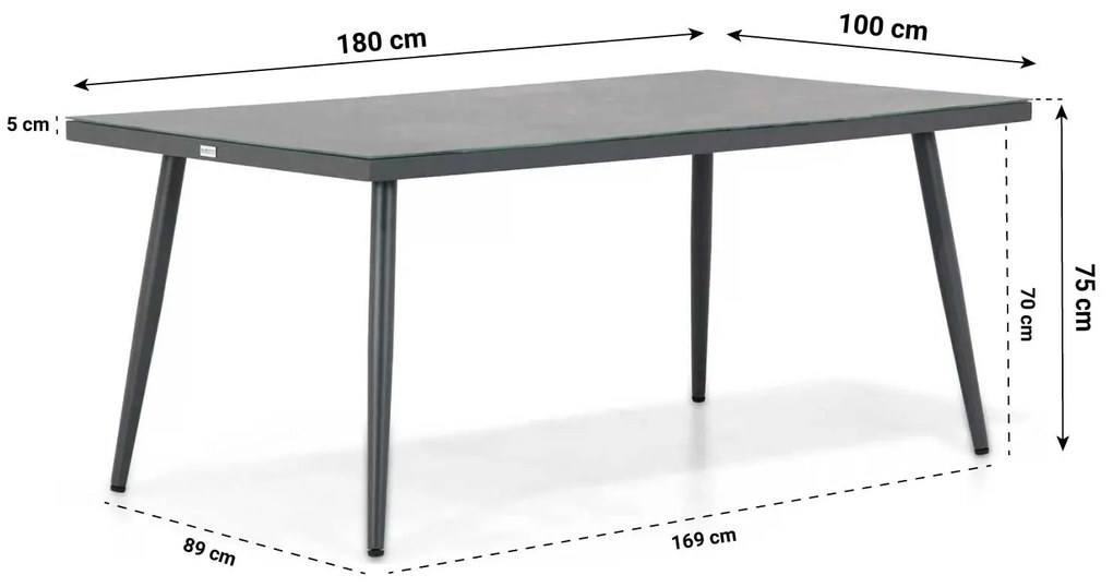Tuinset 4 personen 180 cm Wicker Grijs Lifestyle Garden Furniture Dolphin/Sophia