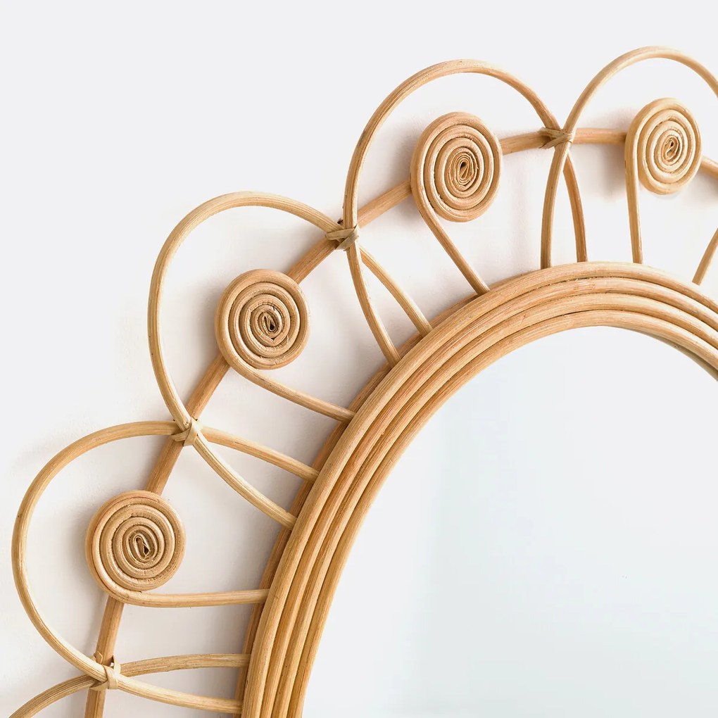 Rotanspiegel in bloemvorm H93 cm, Ramza