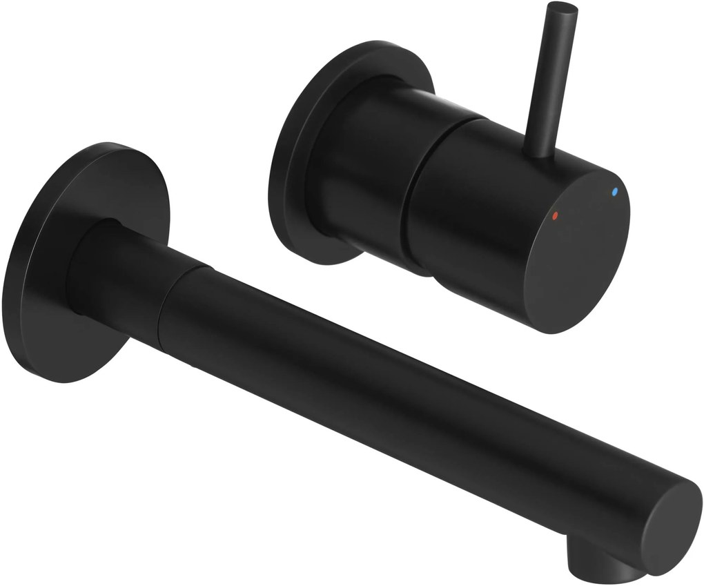Saqu Shine Straight 2-gats inbouw wastafelkraan inclusief inbouwdeel mat zwart