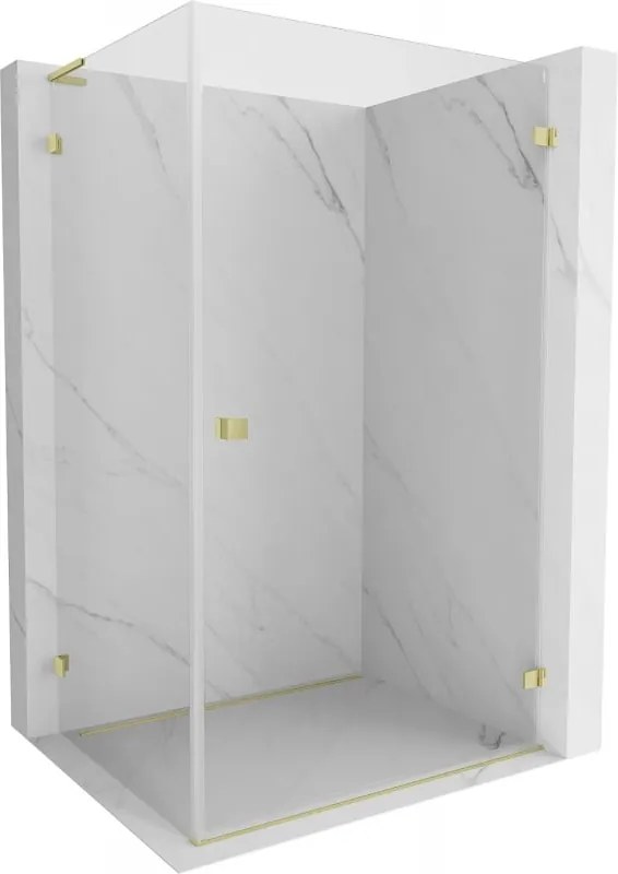 Mexen Lunar-B L douchecabine draaideur rechts 100 x 80 cm, transparant, goud geborsteld - 832L-100-080-55-00-P