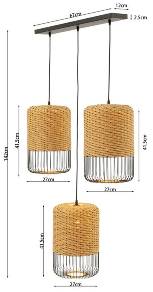 Rieten Eettafel Hanglamp