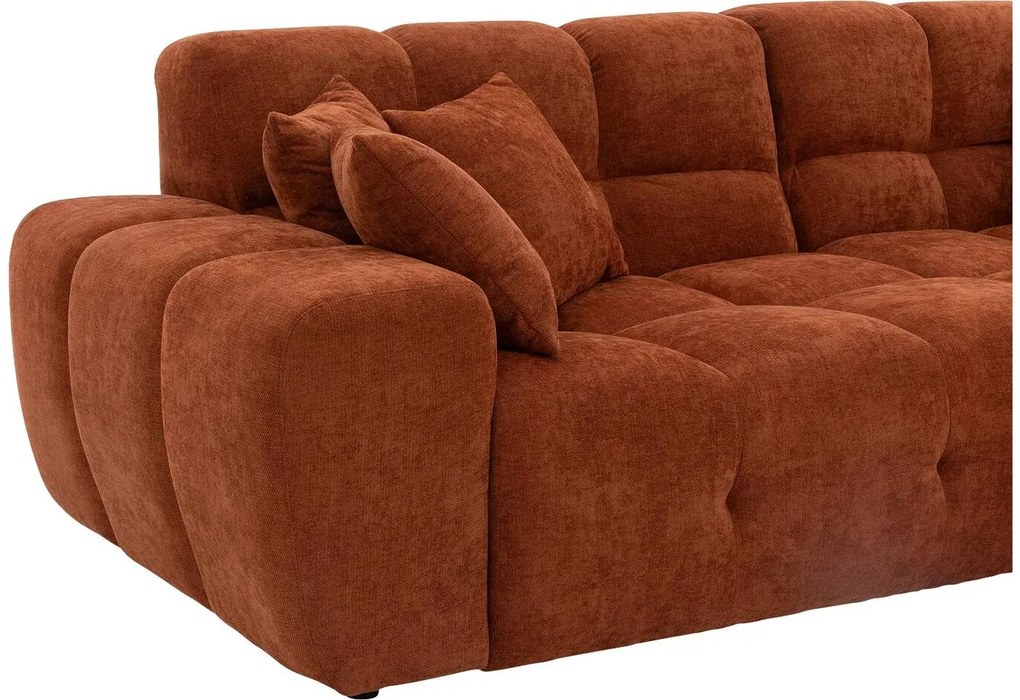 Goossens Excellent Bank Kubus - 40 X 40 Cm Stiksel rood, stof, 1,5-zits, modern design met chaise longue links