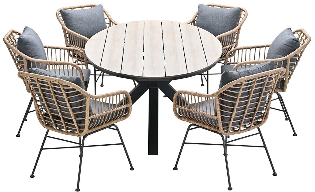 Garden Impressions Lucas tuinset 7-delig bruin - Tulli tuintafel 220x115 cm