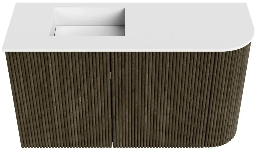 Mondiaz Joya 70cm toiletmeubel ronding rechts shadow met wastafel faye links zonder kraangat talc