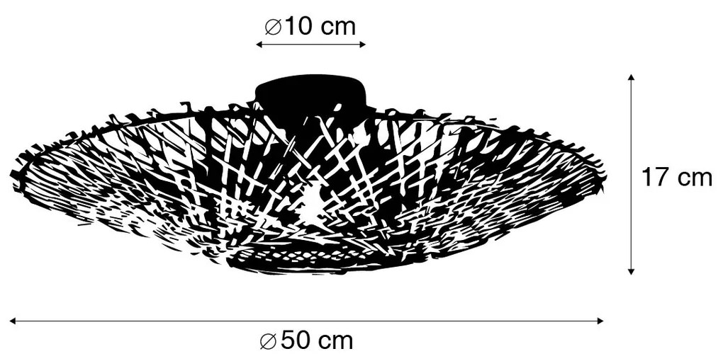 Oosterse plafondlamp bamboe 50 cm - RinaOosters E27 rond Binnenverlichting Lamp