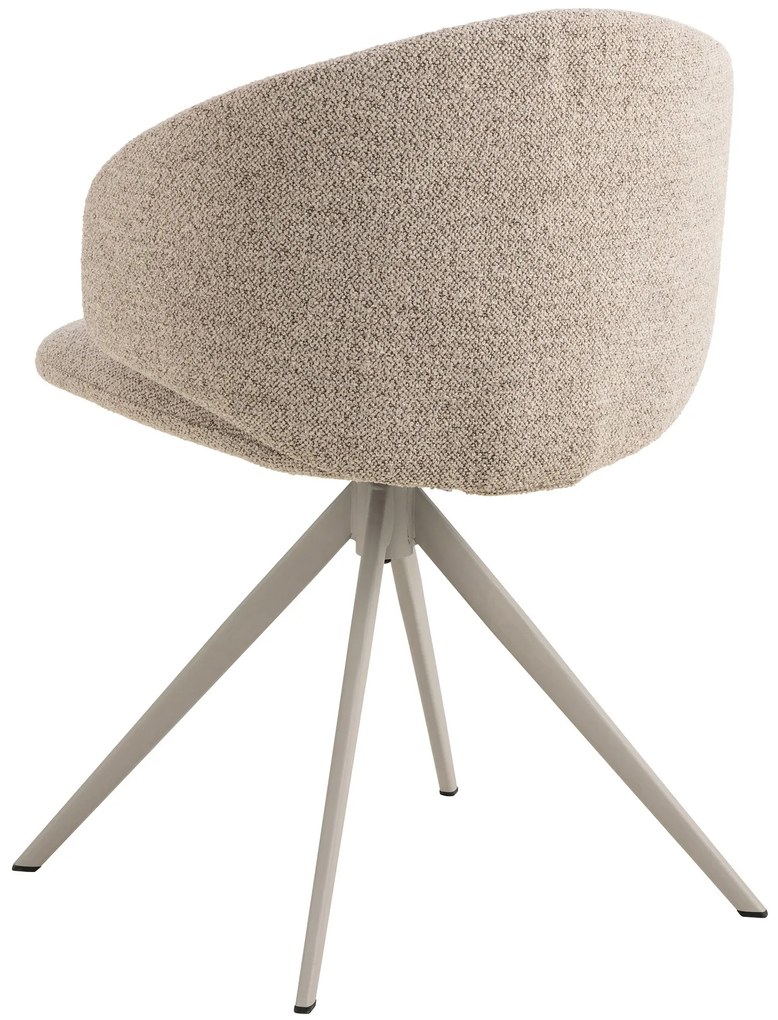 NELA Beige Latte (stof Monza 90)/beige poten - MODERNE GESTOFFEERDE DRAAISTOEL VOOR WOONKAMER/EETKAMER/KANTOOR LOFT