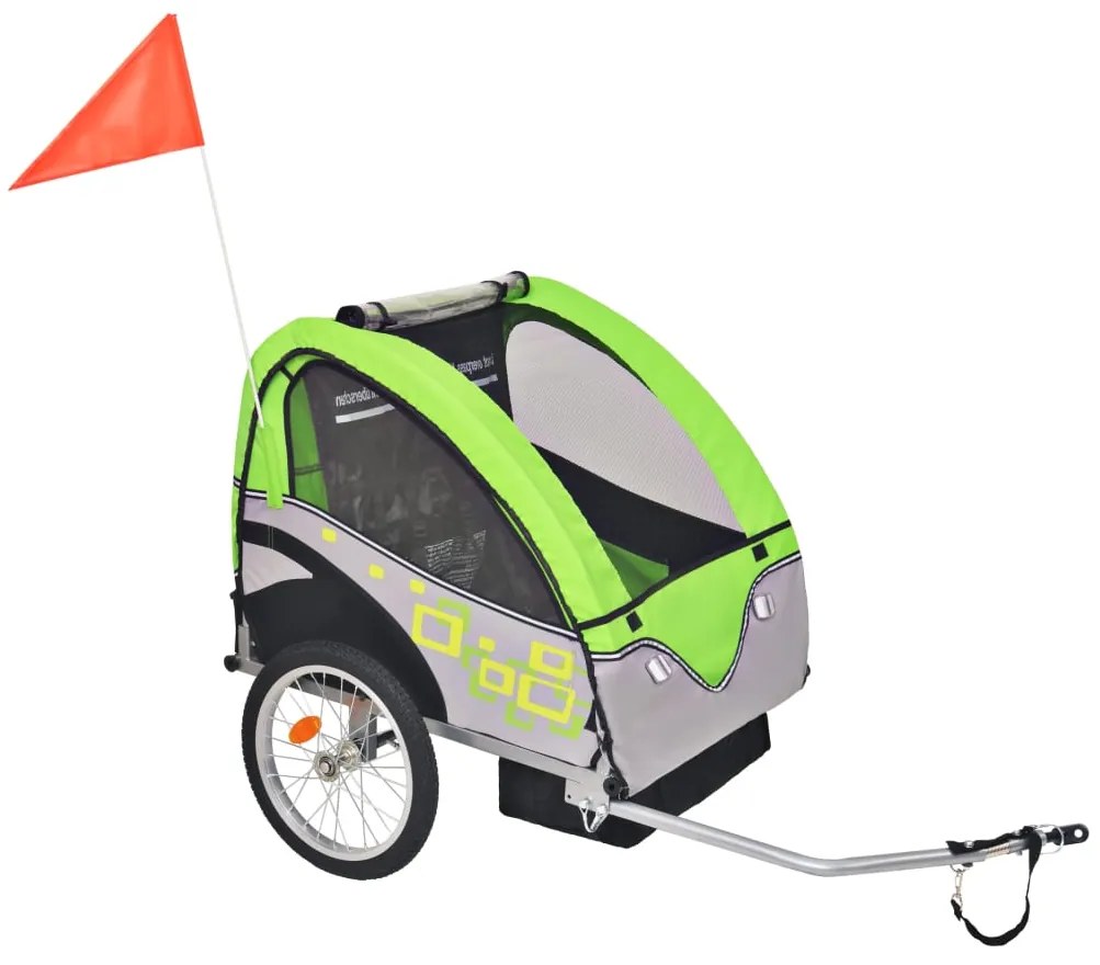 vidaXL Fietskar voor kinderen 30 kg grijs en groen