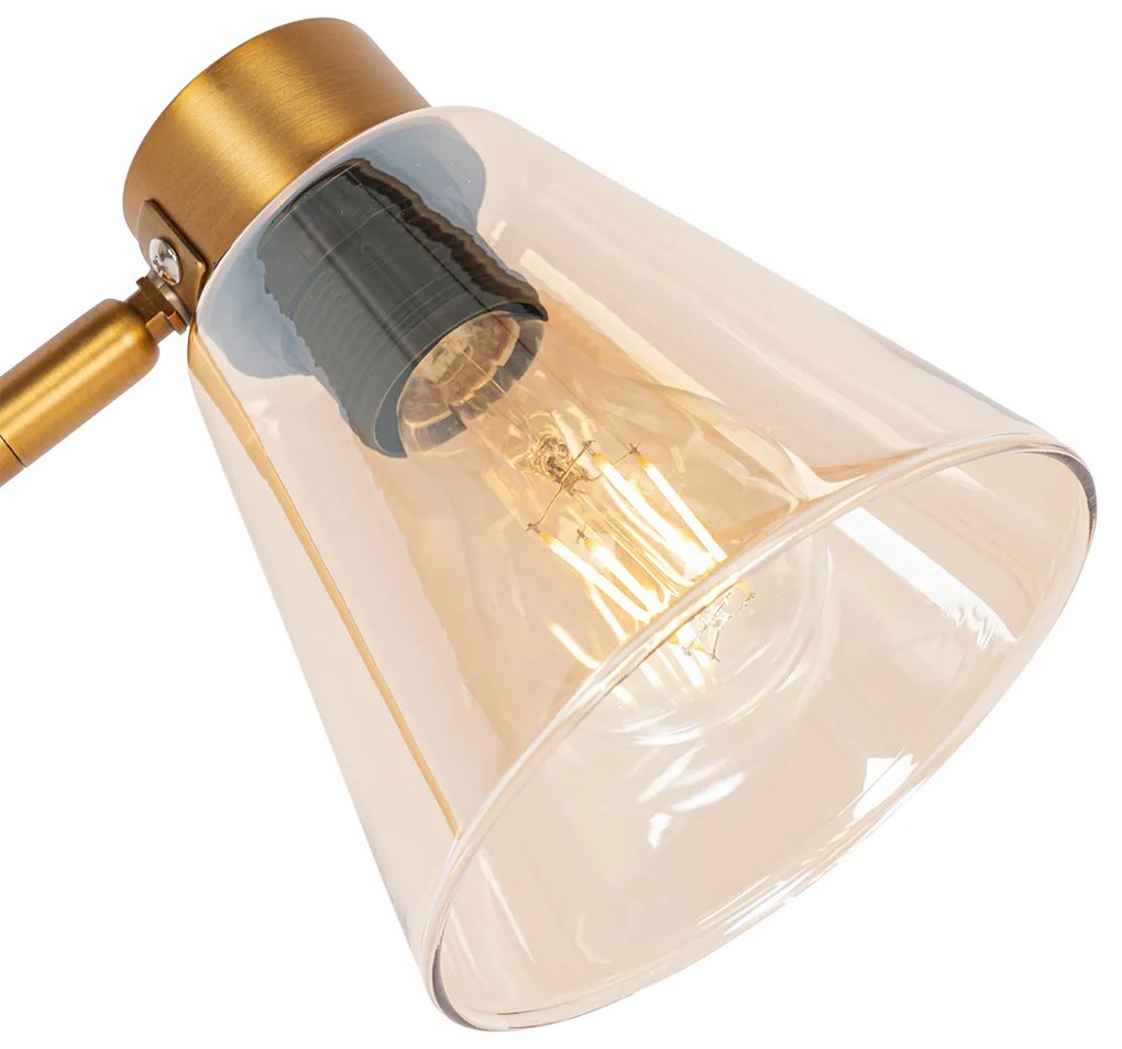 Art Deco tafellamp brons met marmer en amber glas - Nina Art Deco E27 rond Binnenverlichting Lamp