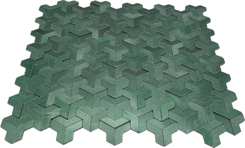 Zelfklevende Mozaïektegels Metaal | Trifold 3D Donkergroen | 30,3×28 cm | Keuken, Bad & WC