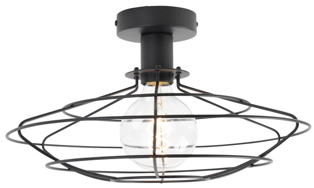 Vintage plafondlamp zwart 37 cm - Laurent Design E27 rond Binnenverlichting Lamp