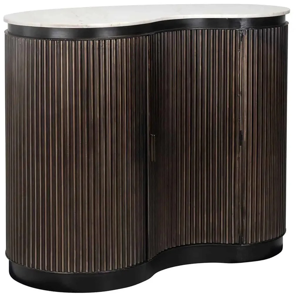 Richmond Interiors Mayfield Barmeubel Hout Met Ribbels En Marmer - 120 X 75cm.