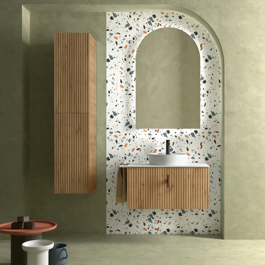 Muebles Raya onderkast ribbelfront 80cm met 1 softclose lade warm eiken