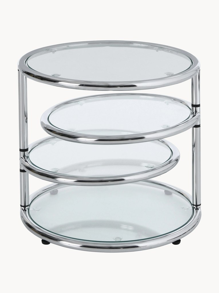 Ronde bijzettafel Dotts met glazen tafelbladen