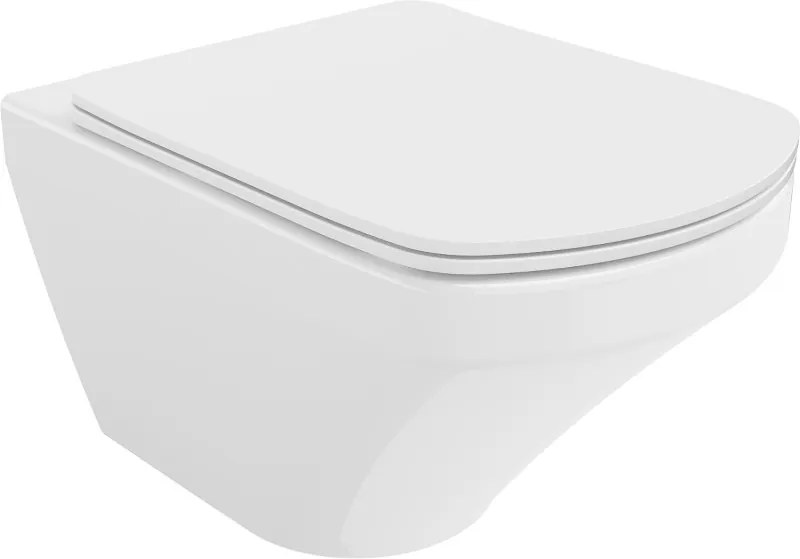Mexen Vito rimloze wc-pot met slim, langzaam sluitende duroplast bril, glanzend wit - 30174000