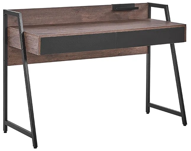 Bureau donkerbruin/wit 120 x 50 cm HARWICH Beliani