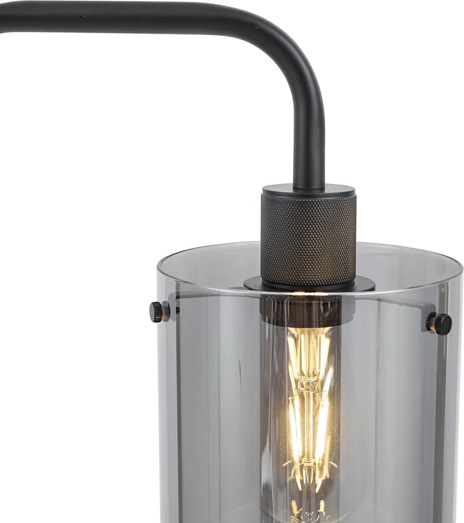 Design vloerlamp zwart met smoke glas - Domo