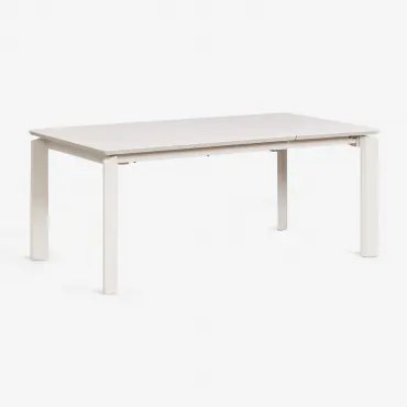 Rectangulaire Uitschuifbare Aluminium Tuin Tafel 180-240-300x100 Cm Milenca Glaciale Wit - Sklum