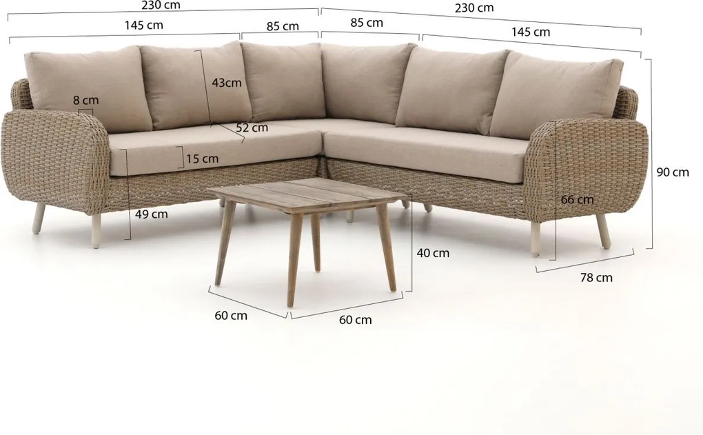 Hoek loungeset Intenso  | 5 personen | Loungeset Beige | Hoekbank Wicker (vlechtwerk) | Kees Smit Tuinmeubelen