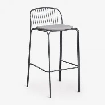 Set Van 2 Hoge Krukken Van Staal Anerina Grijs – Grafiet & ↑75 Cm - Sklum