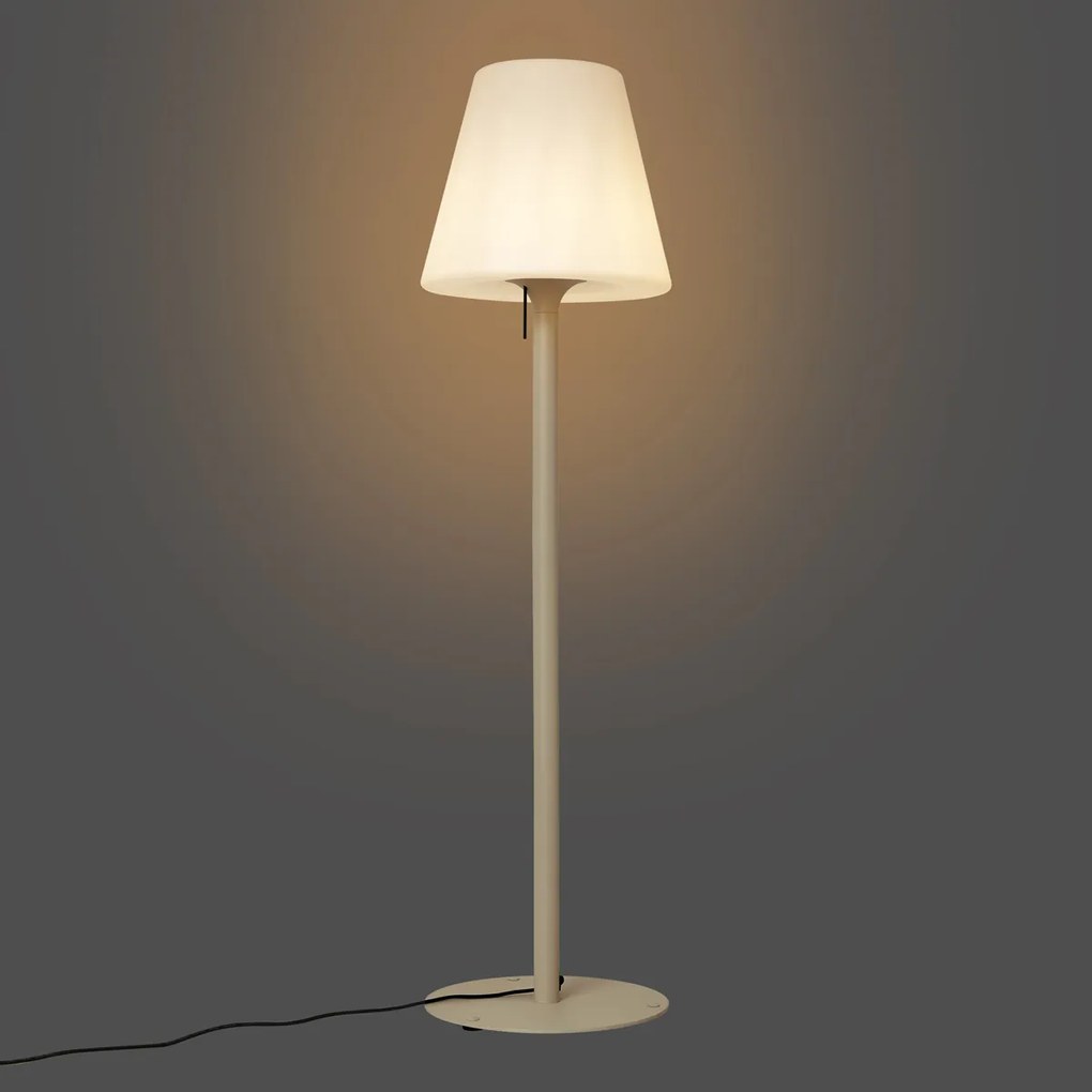 Moderne buiten vloerlamp beige met witte kap IP44 - Big Virginia