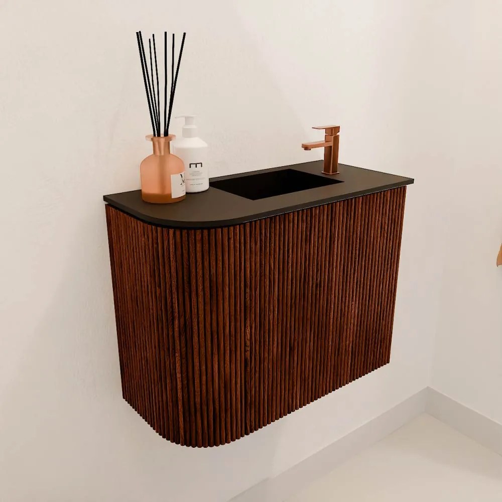 Mondiaz Joya 50cm toiletmeubel ronding links ruby met wastafel faye rechts 1 kraangat urban