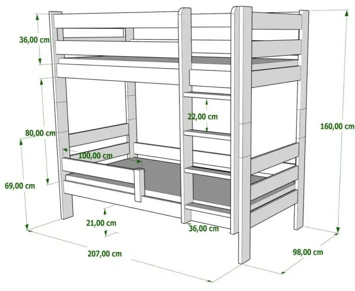 Kinderen Blauw Stapelbed van massief hout - Toby For Kids Kinderen Junior 5056231731157 Children's Beds Home, 200x90, Nee, Schuimmatras van 9 cm Child