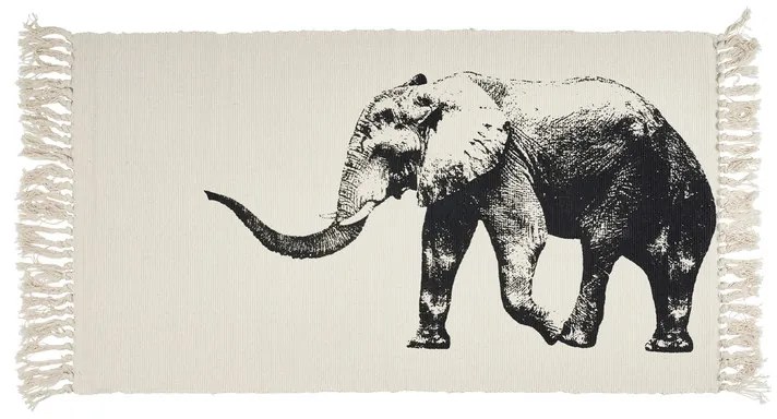Vloerkleed olifant - naturel/zwart - 70x120 cm