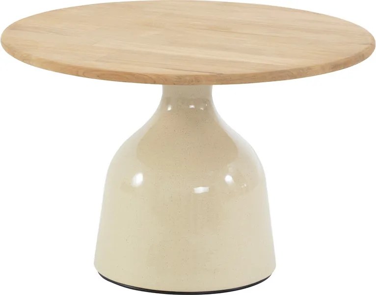 4 Seasons June loungetafel Ø60x38 cm creme - teak