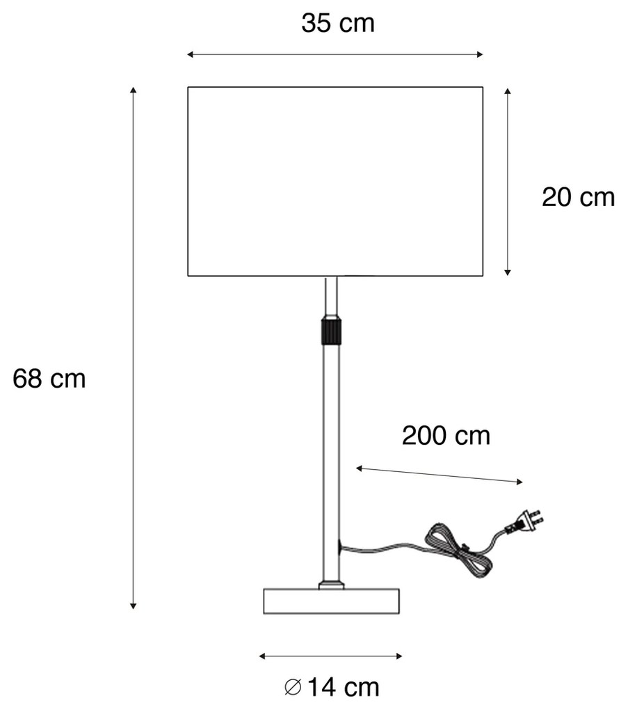 Tafellamp zwart met velours kap taupe 35cm - Parte