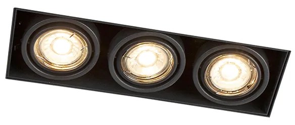 Set van 6 Inbouwspot zwart draai- en kantelbaar trimless 3-lichts - Oneon