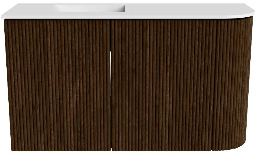 Mondiaz Joya 70cm toiletmeubel ronding rechts walnut met wastafel faye links 1 kraangat talc