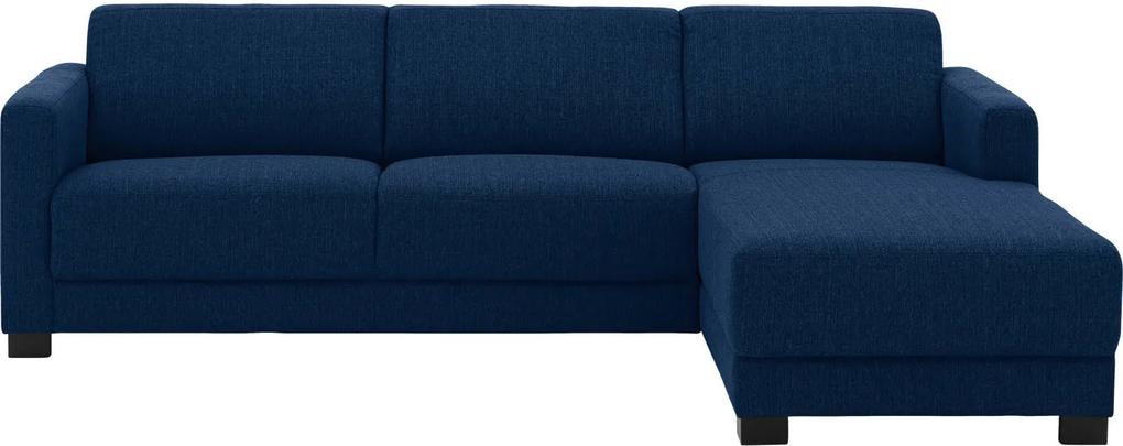 Goossens Hoekbank My Style Met Chaise Longue Stof Grof Geweven blauw, stof, 2-zits, stijlvol landelijk met chaise longue rechts