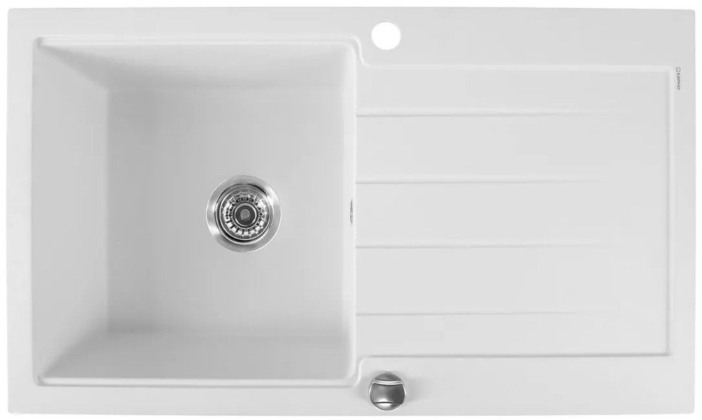 Sapho spoelbak 86x50cm met kraangat wit graniet