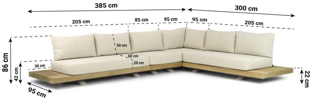 Hoek loungeset 6 personen Teak Taupe Santika Furniture Santika