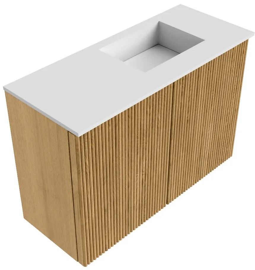 Mondiaz Joya 60cm toiletmeubel oak met wastafel faye rechts 1 kraangat talc