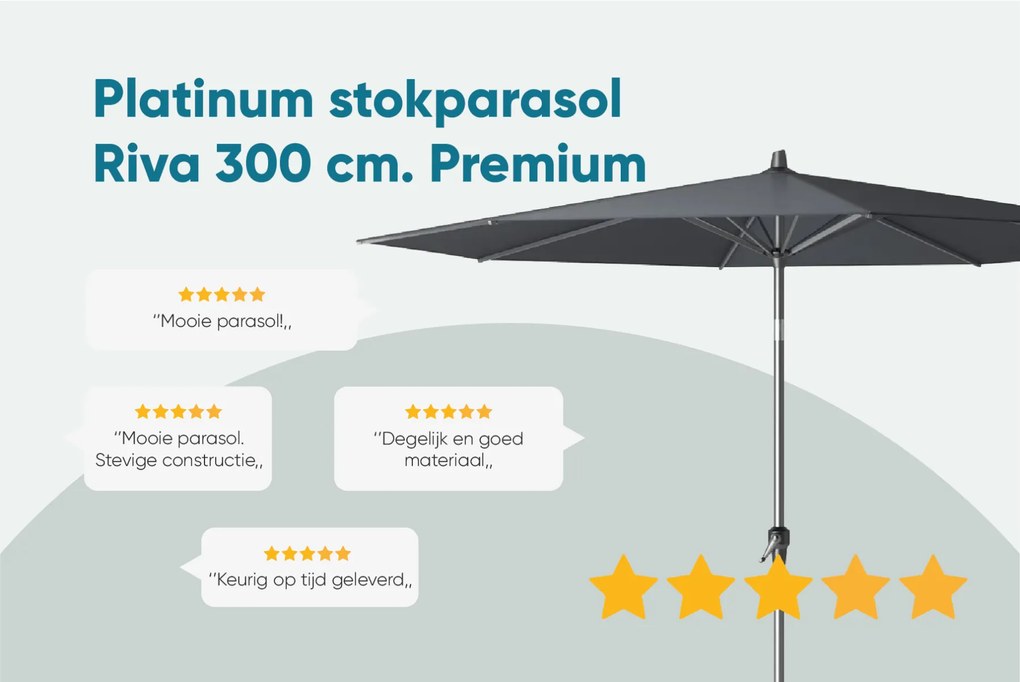 Platinum Riva stokparasol 3 m. rond - Premium - Manhattan Grey