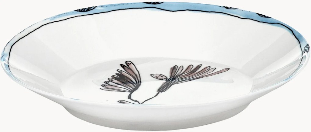 Fine Bone China diepe borden Midnight Flowers, 2-delig